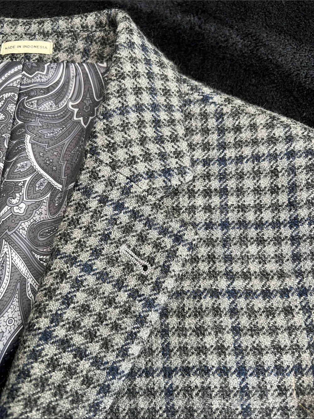 100% Wool Joseph Abboud Houndstooth Sport Coat - Gray & Blue